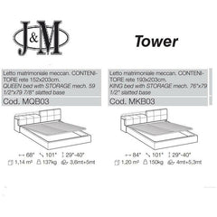 J&M Taupe Tower Storage Bed