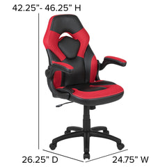 Red Gaming Desk and Red/Black Racing Chair Set with Cup Holder and Headphone Hook (BLN-X10RSG1030-RD-GG)