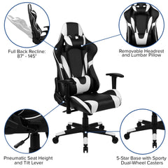 Red Gaming Desk and Black Reclining Gaming Chair Set with Cup Holder and Headphone Hook (BLN-X20RSG1030-BK-GG)