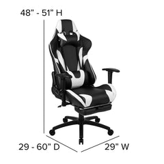 Red Gaming Desk and Black Footrest Reclining Gaming Chair Set with Cup Holder and Headphone Hook (ALA-CMOY-451409)