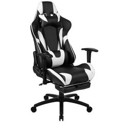 Red Gaming Desk and Black Footrest Reclining Gaming Chair Set with Cup Holder and Headphone Hook (ALA-CMOY-451409)