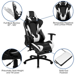 Red Gaming Desk and Black Footrest Reclining Gaming Chair Set with Cup Holder and Headphone Hook (ALA-CMOY-451409)